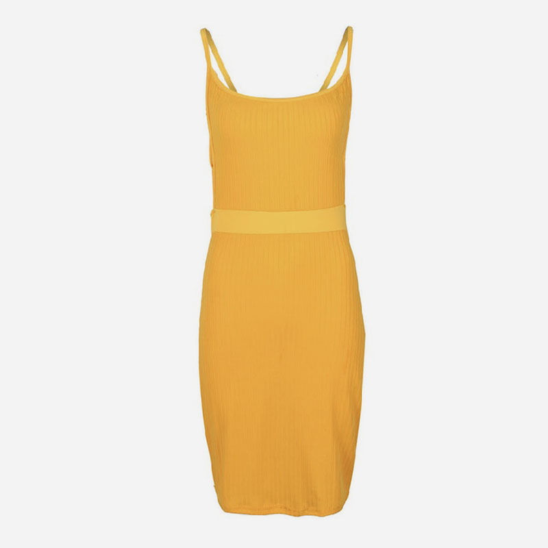 Желтое сексуальное платье